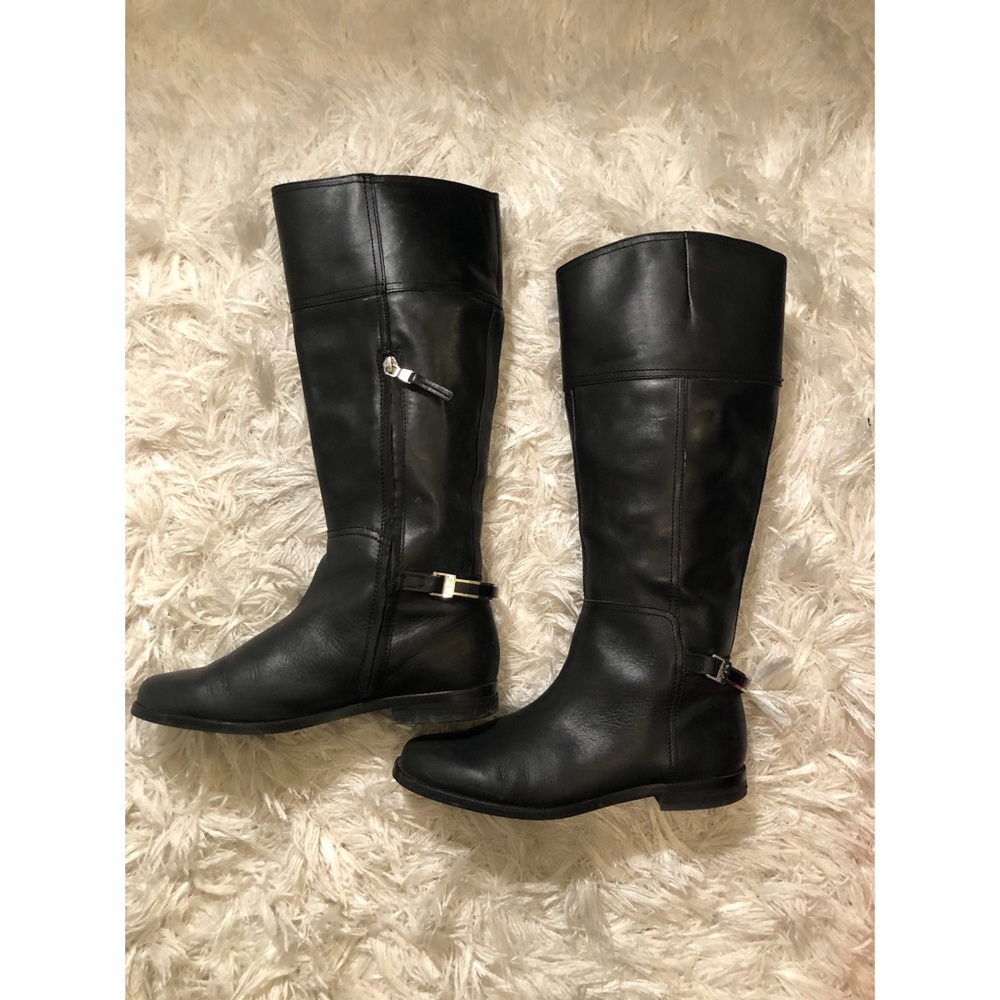 Ralph Lauren Black Leather Boots w/ Silver Detail